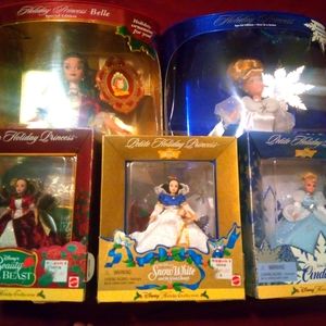 Disney Holiday Princess Barbies
